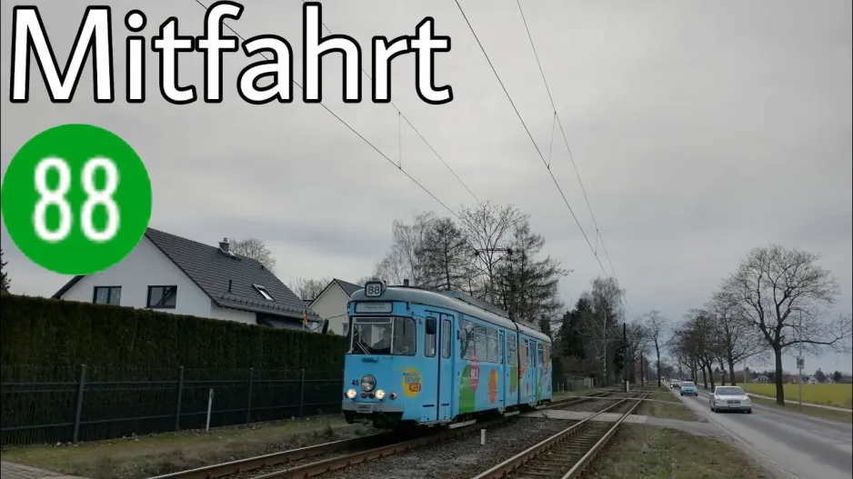 Mitfahrt | Düwag GT6 | Linie 88 | Schöneiche, Jägerstraße - S Friedrichshagen