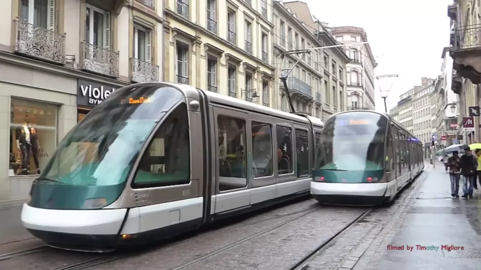 Trams à Strasbourg, France - 1080p