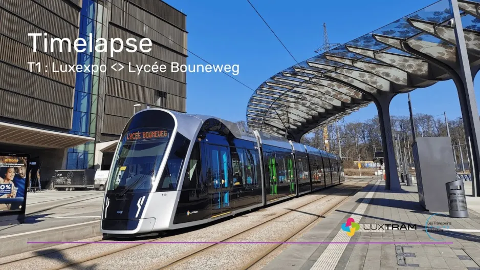 [Zeitraffer – Luxtram] Linie T1: Luxexpo – Lycée Bouneweg